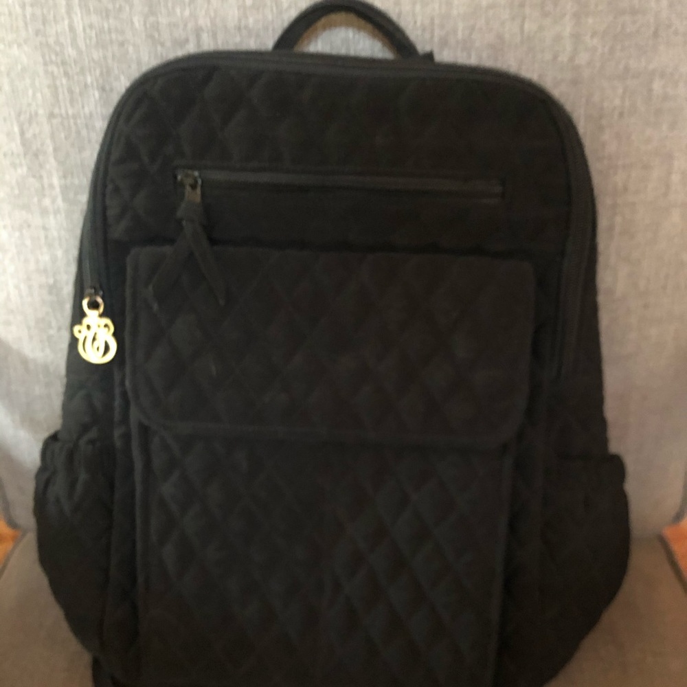 Vera Bradley quilted black Backpack.